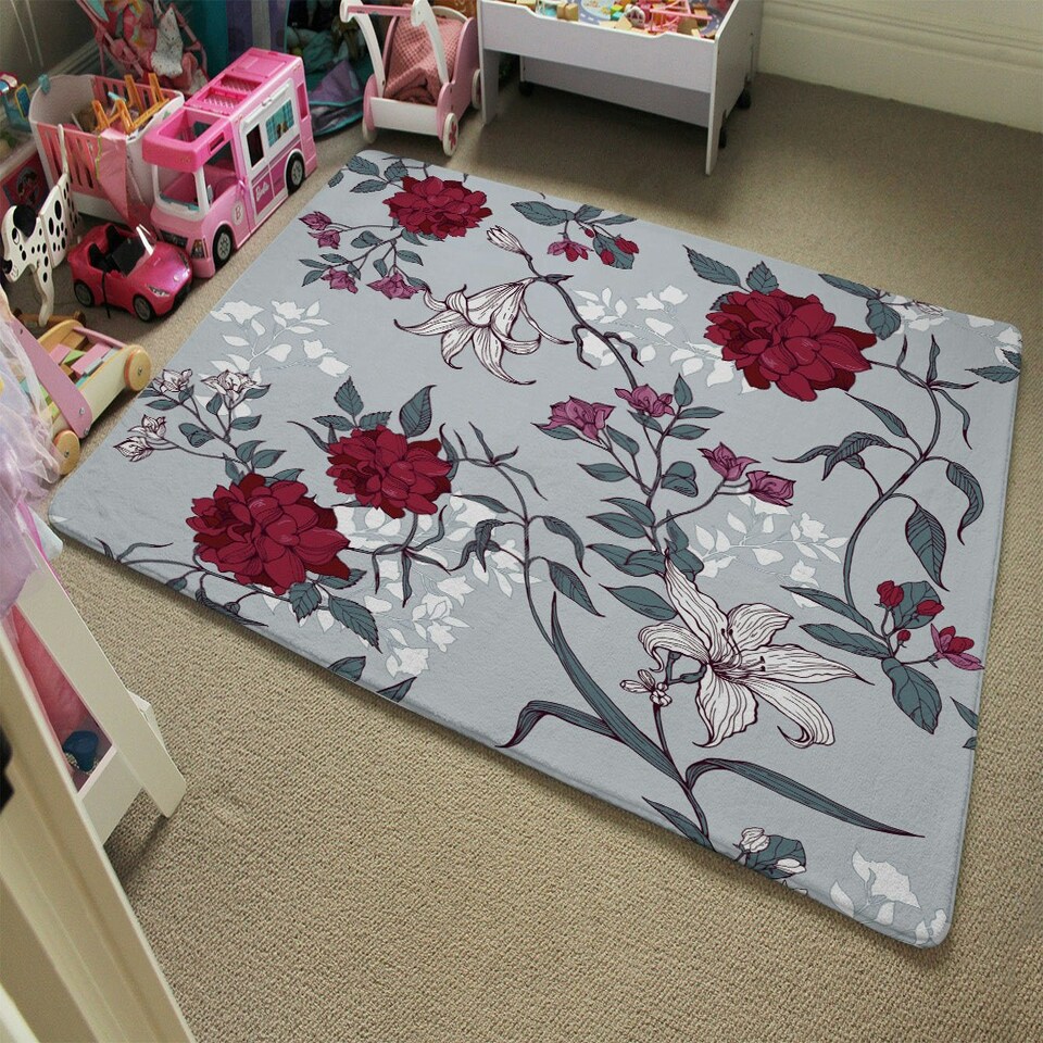 image 1 of Red & White Winter Floral (Rug) Multi | XL: 160x230cm