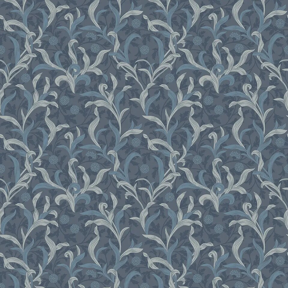 Sample of Antique Leaf Wallpaper in Navy | Blue | Navy