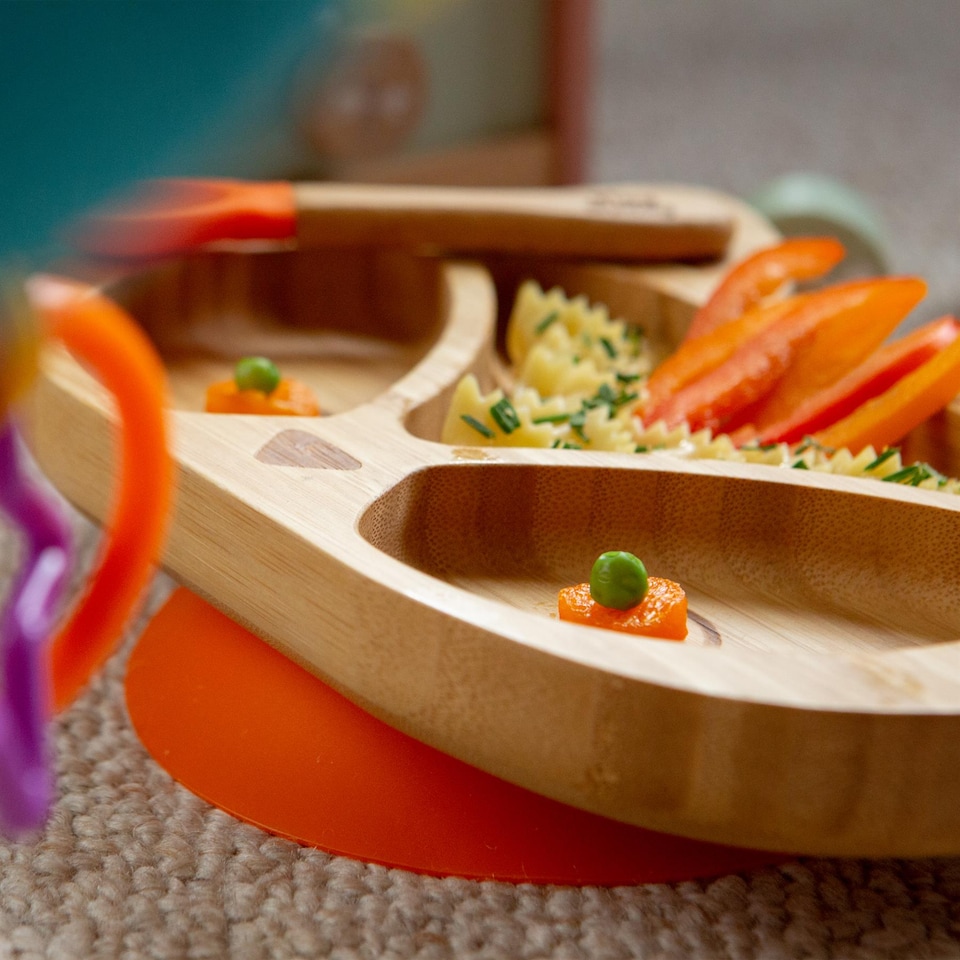 image 1 of Tiny Dining Children's Bamboo Suction Fox Plate - Red | Red | Red