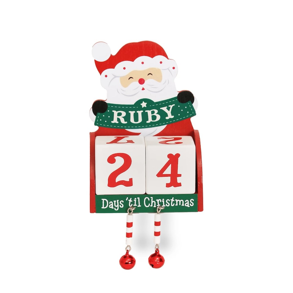 image 1 of Pre-personalised Wood Advent Block Calendar - Over 80 Titles - Ruby