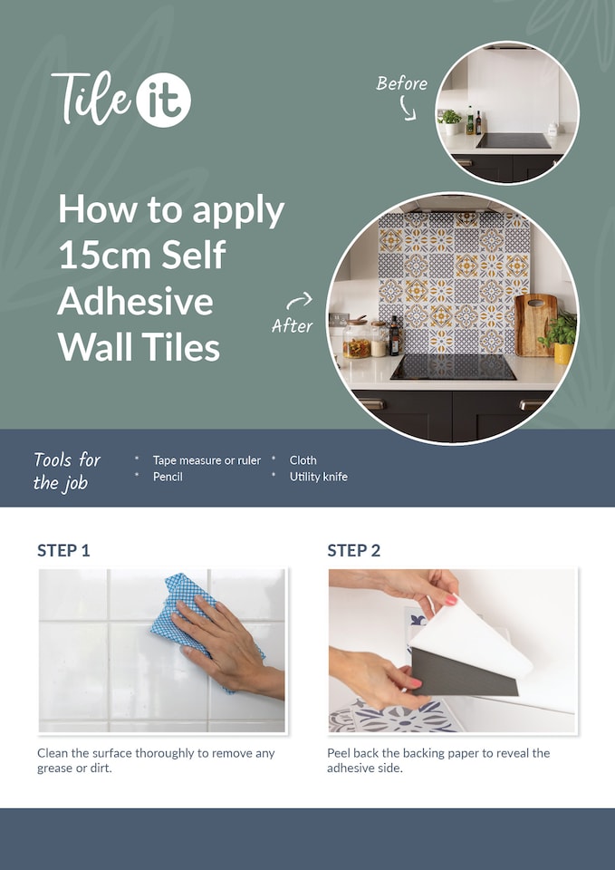 image 1 of d-c-fix Lina Beige 15.25 x 15.25cm Self-adhesive Vinyl Wall Tiles Pack 6