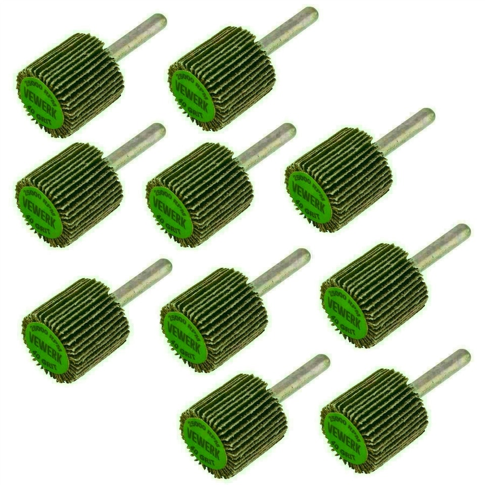 image 1 of Flap Wheel Disc Shaft Mounted Abrasive Sanding Drill 25mm 40Grit 10PK AT243