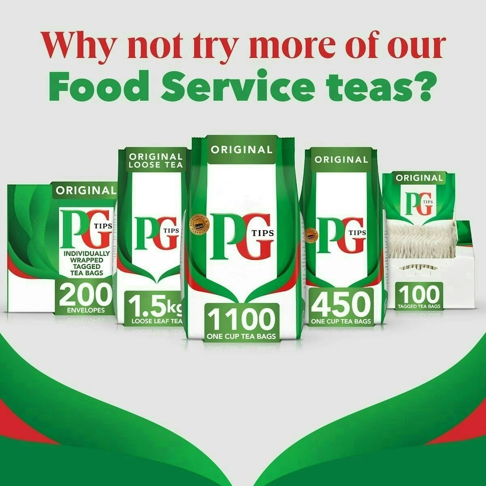 image 1 of PG Tips Original | Black Tea Bags Bulk | One Cup | Refreshing & Flavourful | Ideal For Office Catering | 1100 Plant Based Biodegradable Square Teabags