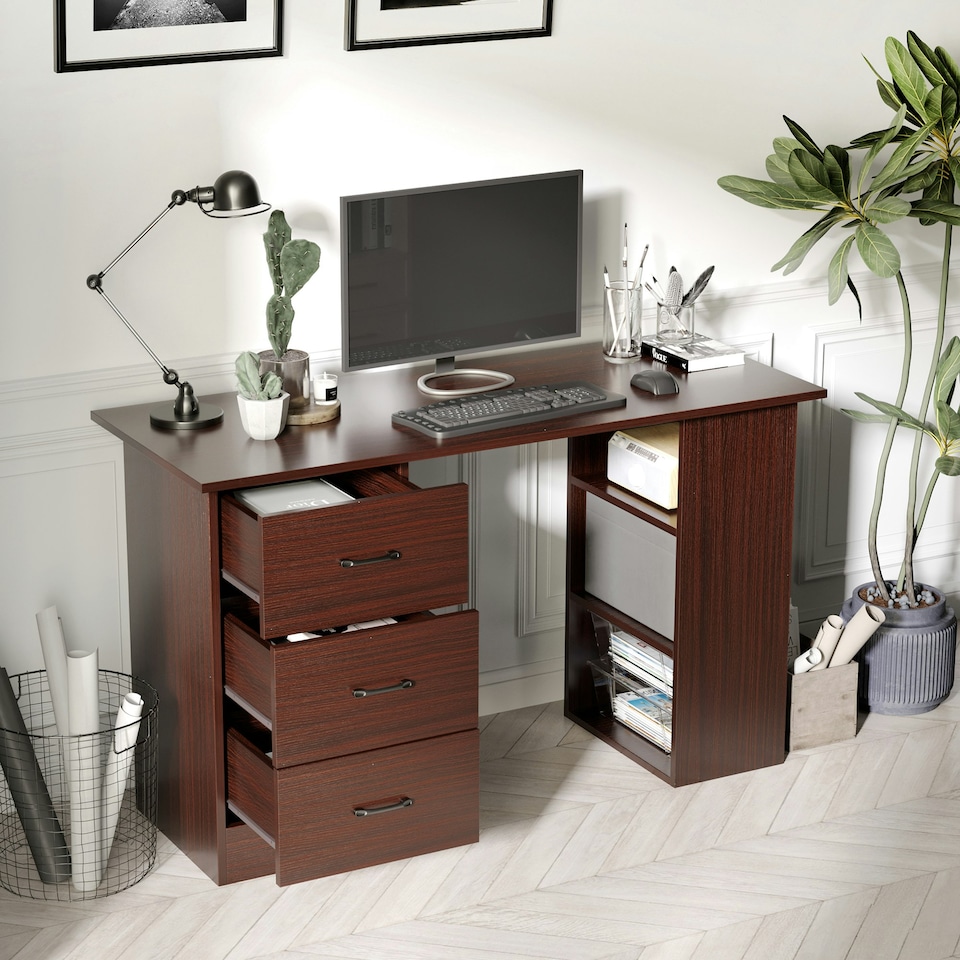 image 1 of HOMCOM Computer Desk with Storage, Writing Study Table for Home Office
