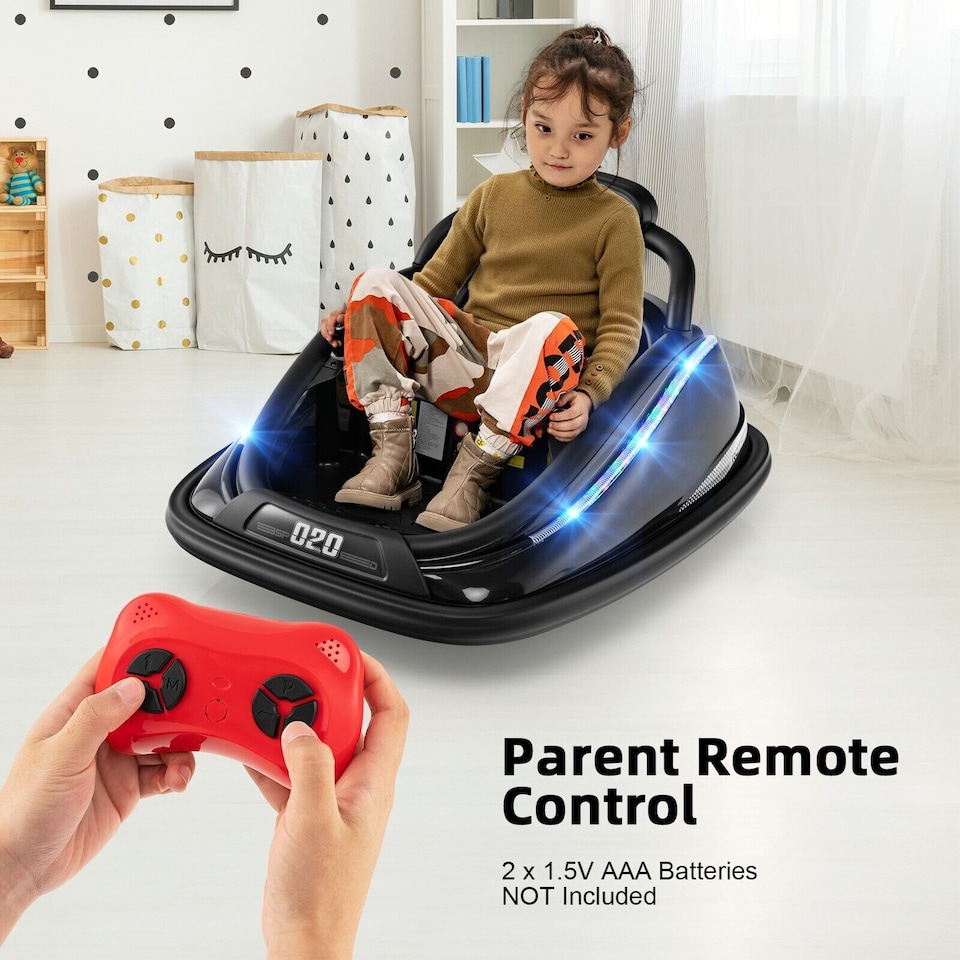 image 1 of COSTWAY Toy Car Kids Ride-On Bumper Car Electric 12V Black