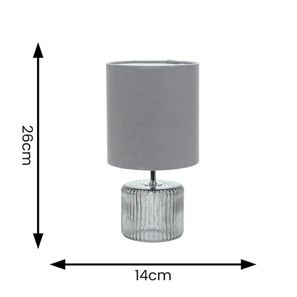 image 1 of ValueLights Betty Grey Smoke Tinted Glass Table Lamp with Grey Lamp Shade