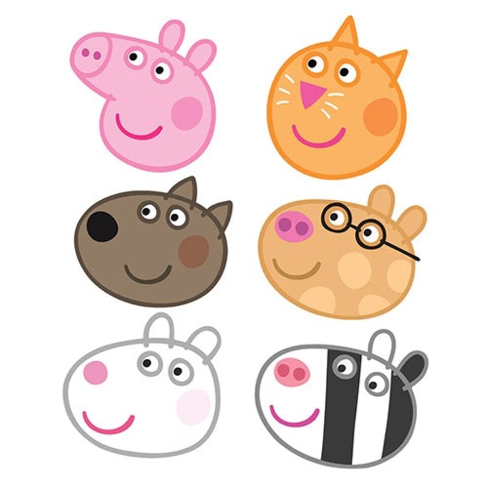 Peppa Pig Party Cardboard Face Masks - Pack of 6
