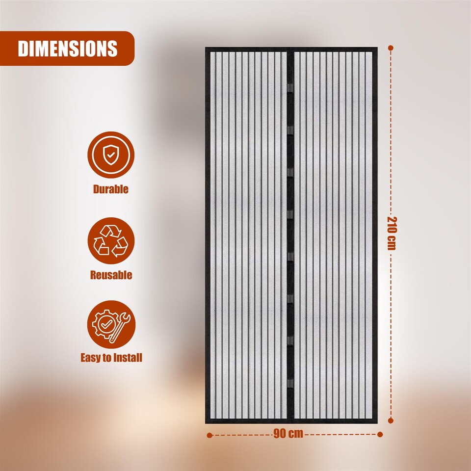 image 1 of GEEZY Set of 2 Magnetic Fly Door Screen 90x210cm Black