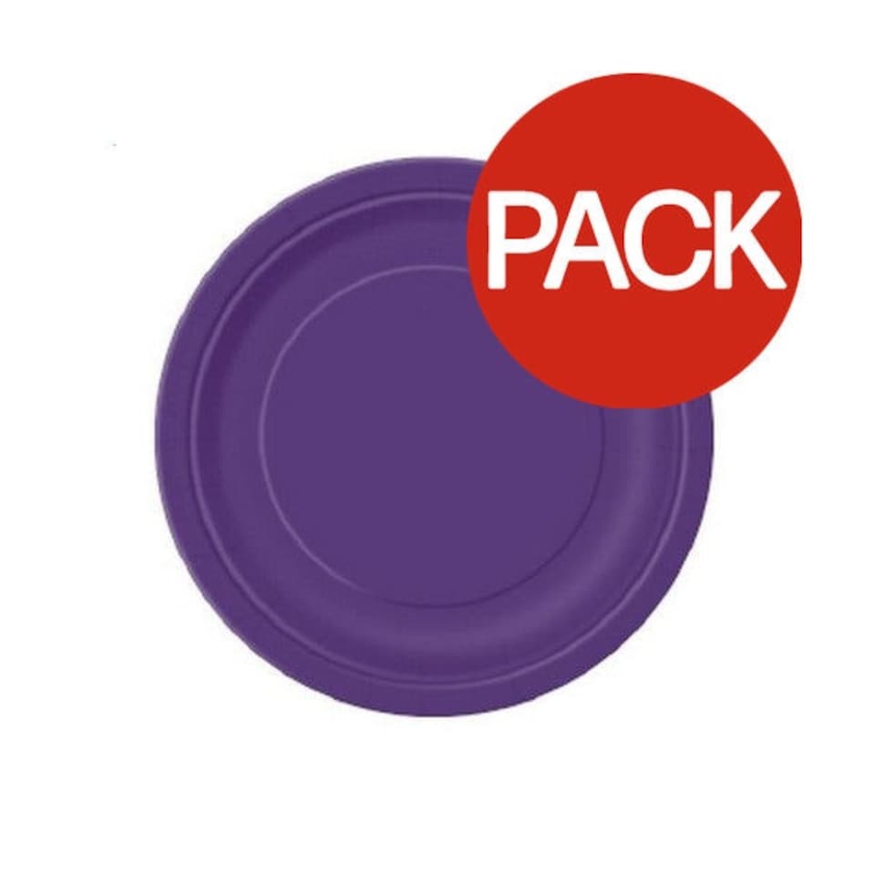 Unique Party Round Dessert Plate (Pack of 8) - Purple - One Size