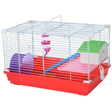 PawHut Hamster Cage Pet Animal Travel Cage Box Double Layers w/ Accessories