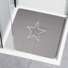 Embossed Spaghetti Anti Slip Square Shower Mat - Star - 53cm x 53cm | Grey | Grey | Square 53x53cm