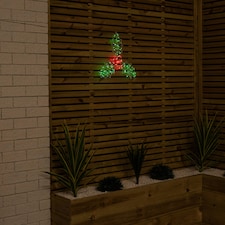 46cm Light up Holly with Berries Christmas Silhouette with Red and Green LEDs
