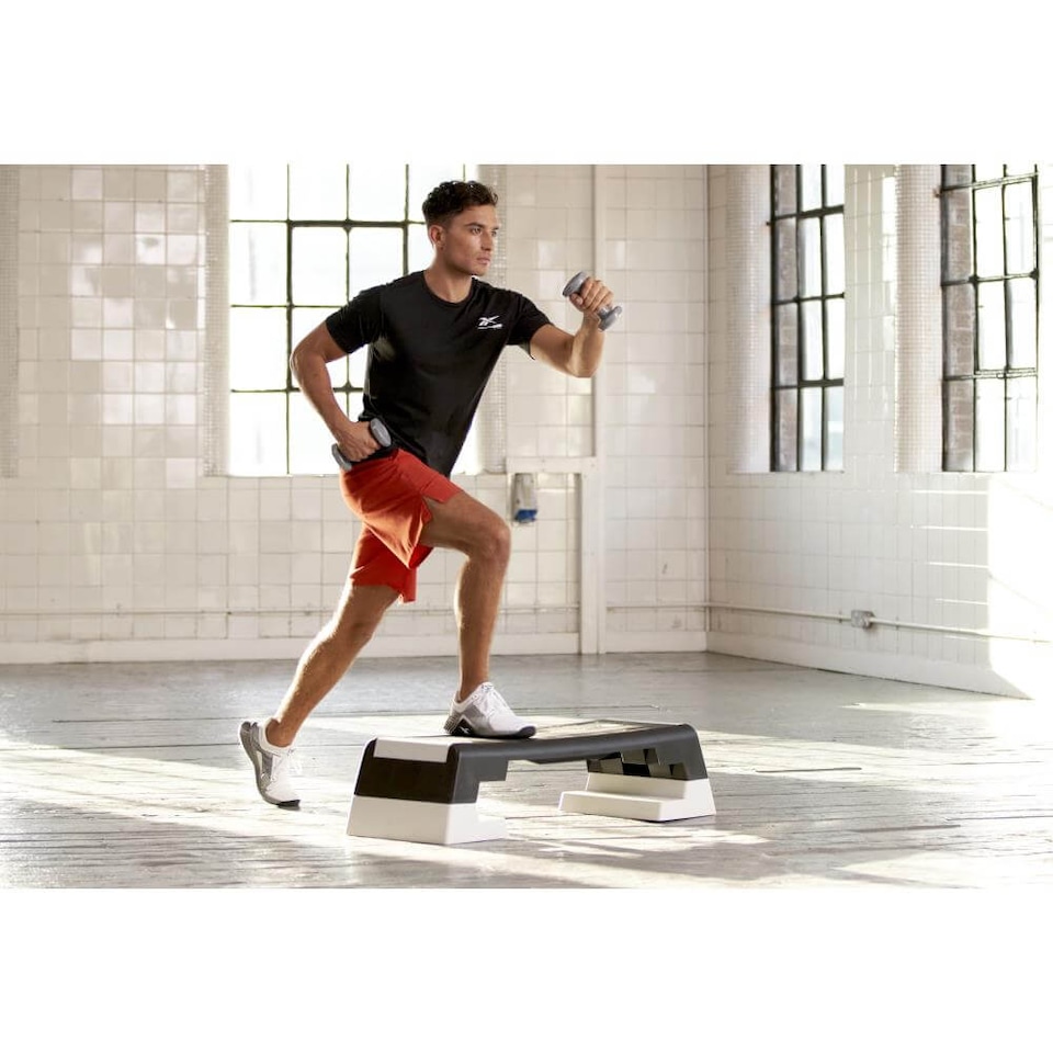 image 1 of Reebok Step – Adjustable Fitness Step (White/Black, 15/20/25 cm) | Black | BLACK | 102 x 38.5 x 15 cm