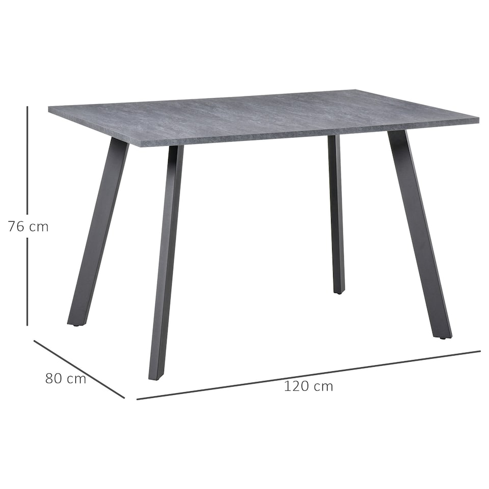 image 1 of HOMCOM Modern Rectangular Dining Table with Metal Legs Indoor, Dark Grey