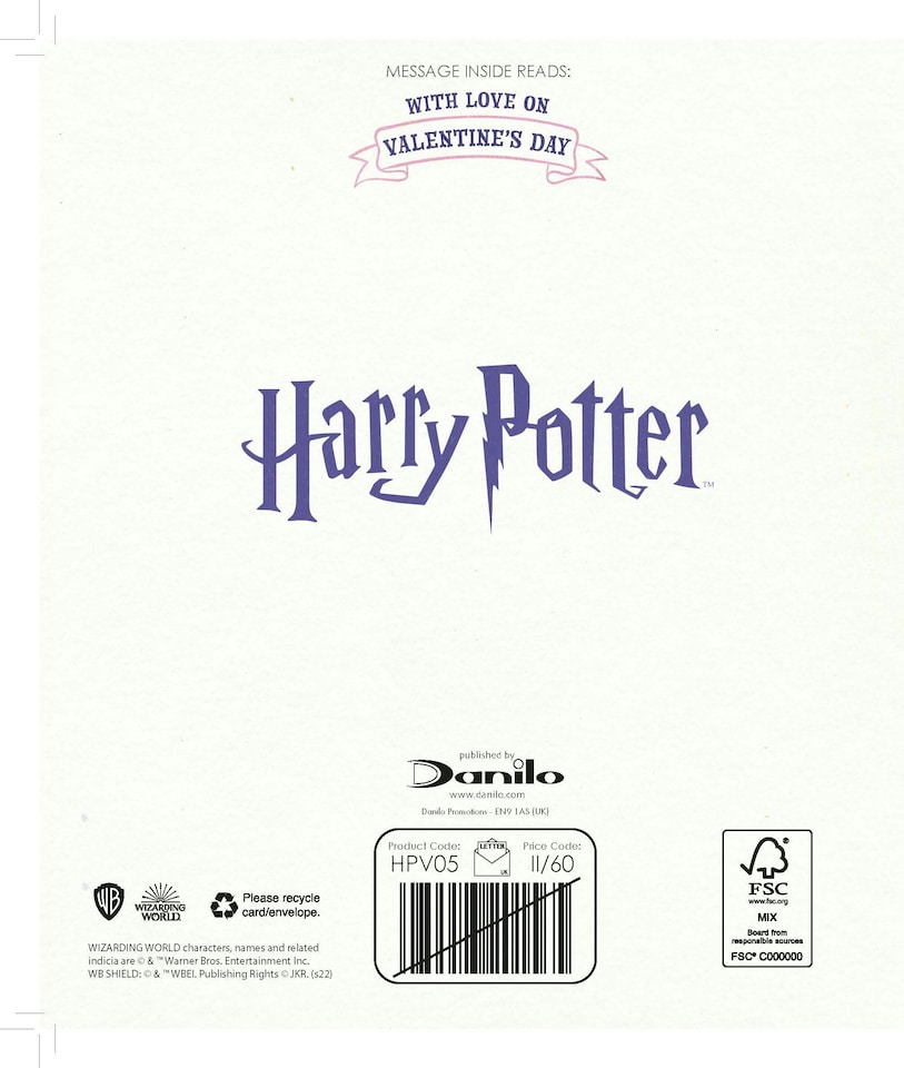 image 1 of Harry Potter 'We've Got Great Chemistry' Valentine's Day Card