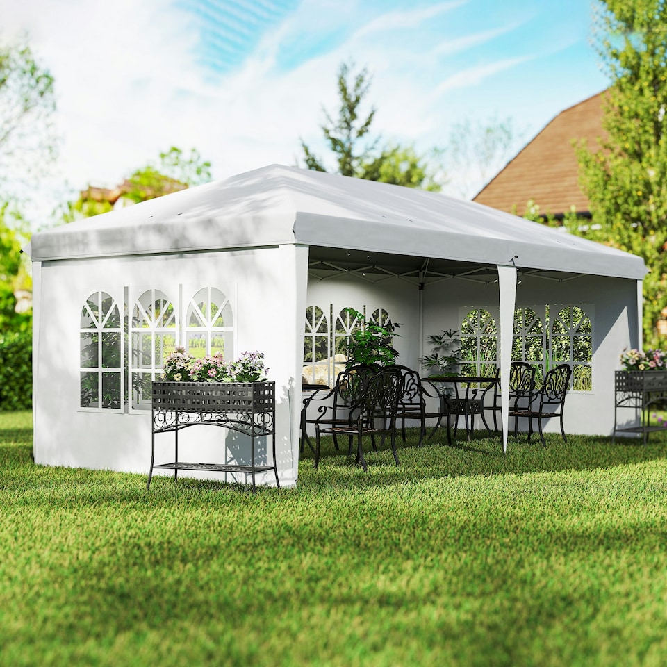 image 1 of Outsunny 3 x 6m Heavy Duty Gazebo Marquee Party Tent with Storage Bag Grey