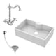image 1 of Fireclay 795mm 1 Bowl Butler Kitchen Sink - Ledge with French Classic Tap & Waste - Ceramic Kitchen Sink & Tap
