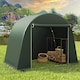 image 7 of Outsunny 8 x 4 ft Garden Storage Shed Tent, Waterproof Bike Tent with Roll-up Zipper Door and Galvanised Metal Frame, Outdoor Portable Shed Storage Shelter for Bike, Garden Tools | Green