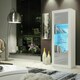image 3 of Tall Cabinet 170cm Grey Gloss Doors White Matt Body Free LED Light | White | Grey
