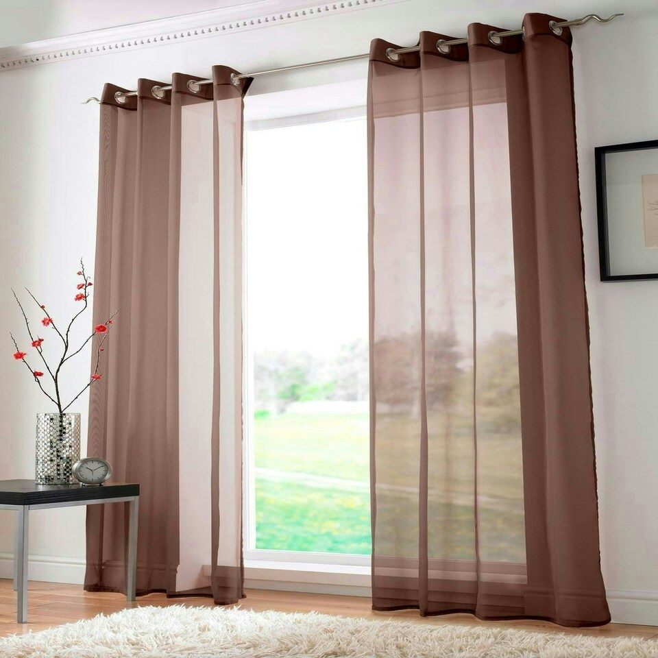 image 1 of Voile Panel - Ring Top - Chocolate - 145cm x 137cm