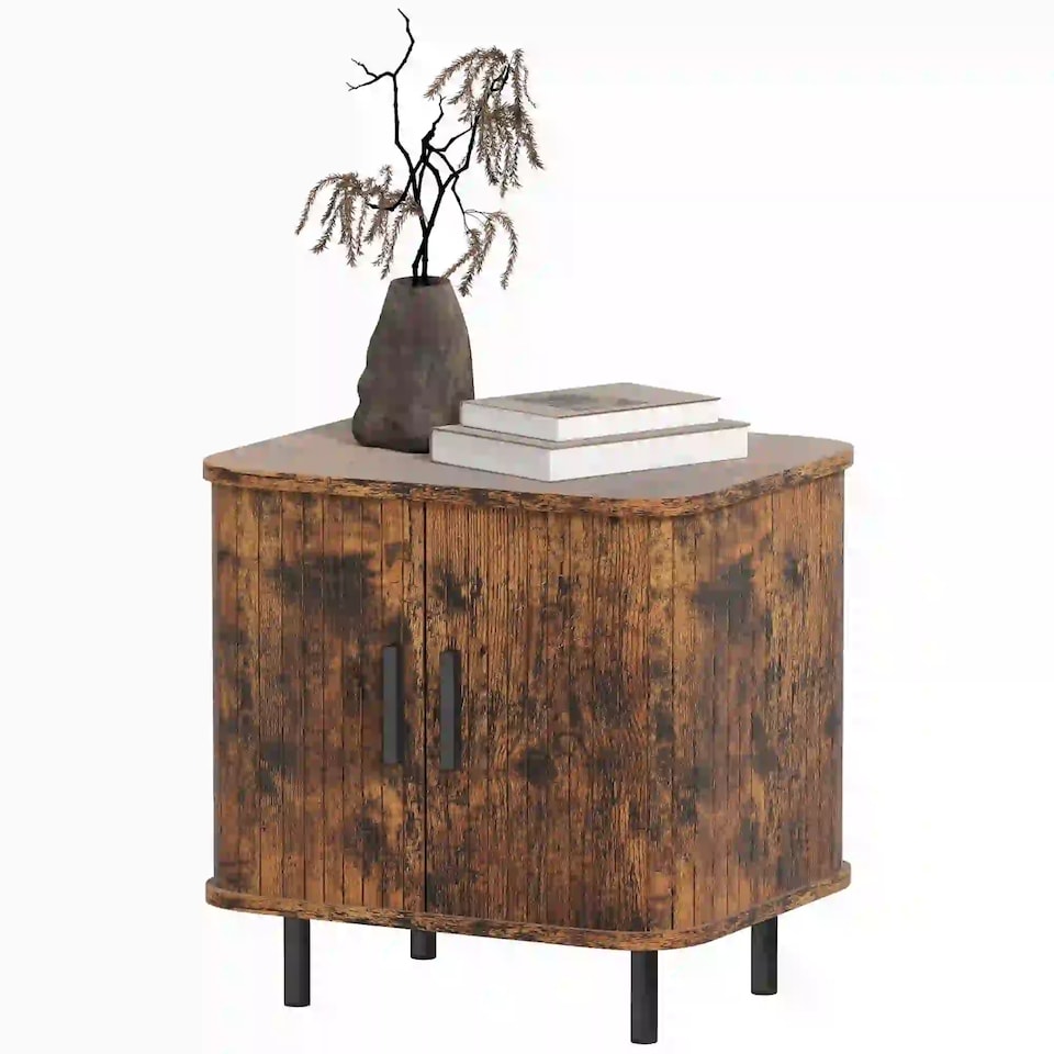 image 1 of Industrial Bedside Table Nightstand With Storage Rustic