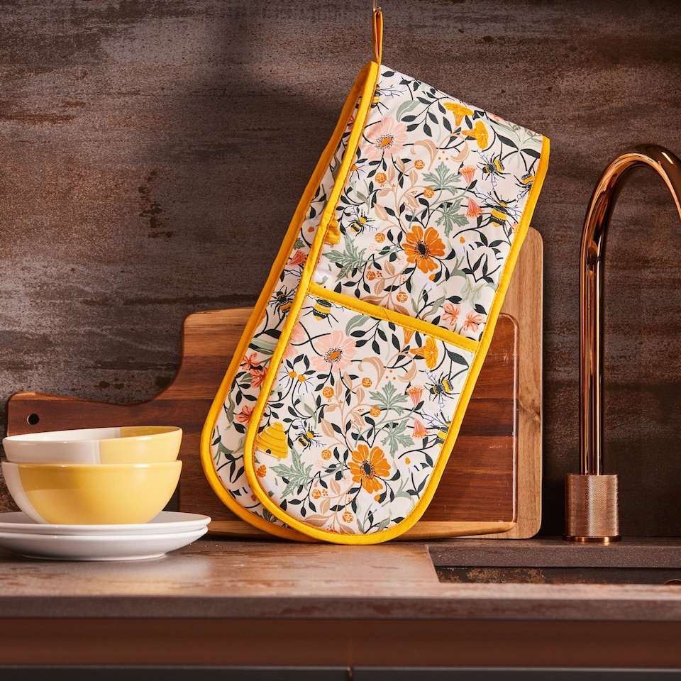 image 1 of Ulster Weavers Bee Bloom Double Oven Glove Multi