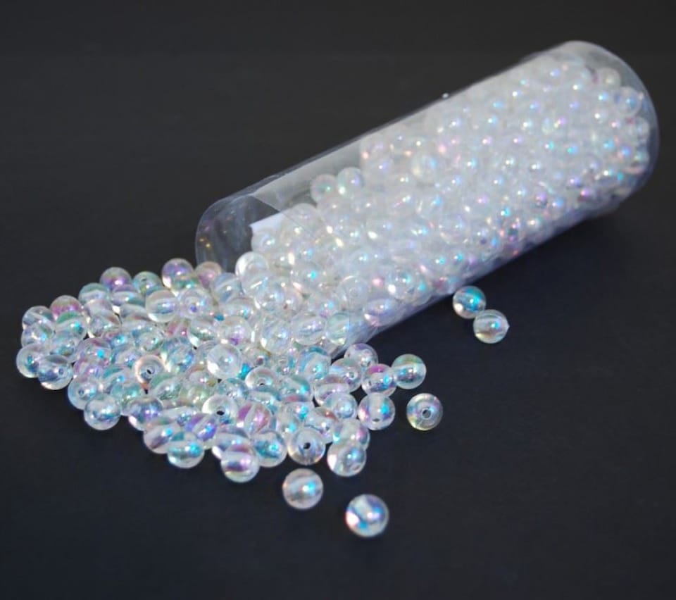 Minerva Iridescent Round Beads for Embroidery & Jewellery Making - per pack
