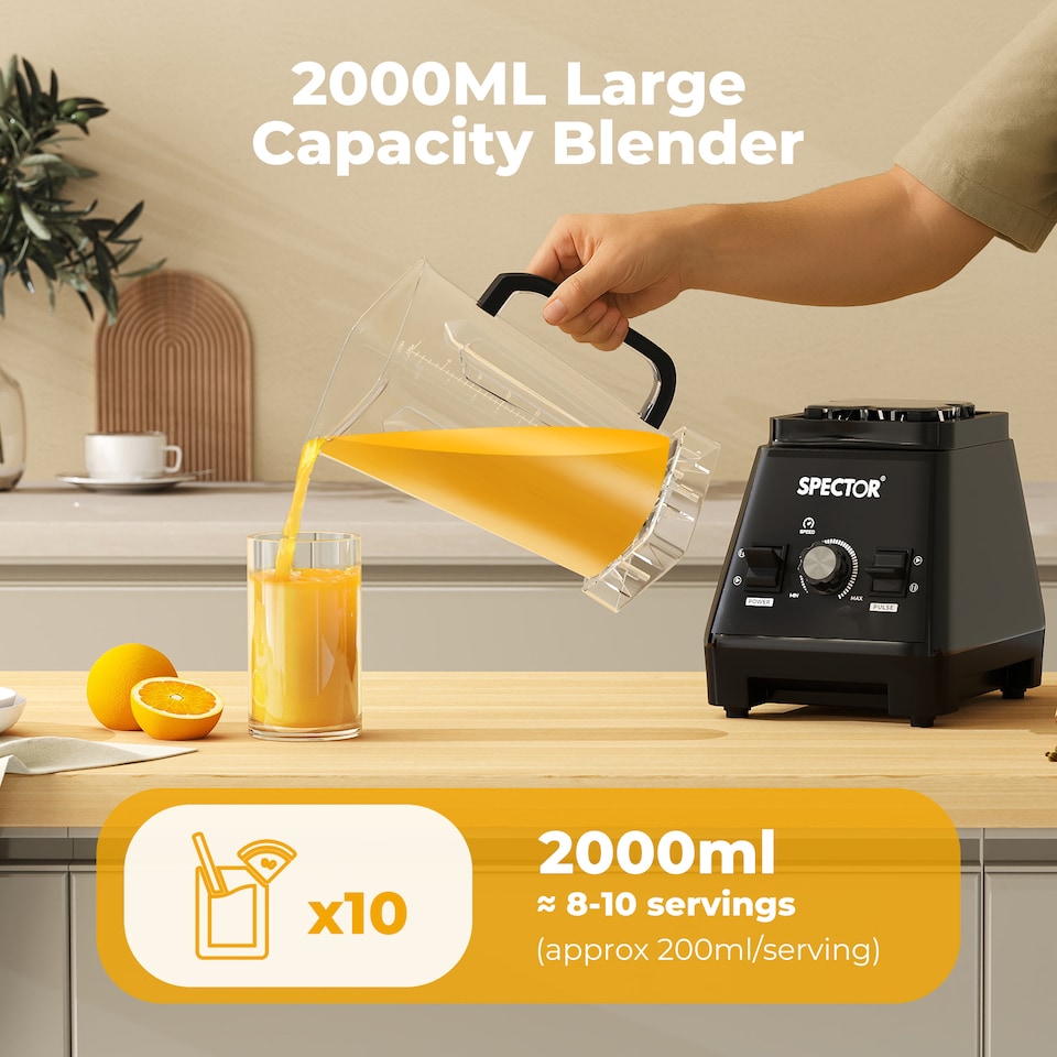 image 1 of Spector 2L Commercial Blender Mixer Food Processor | Black | Black