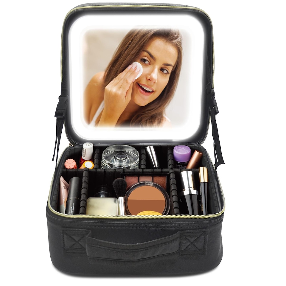 image 1 of Cosmetic Makeup Vanity Travel Case With LED Mirror