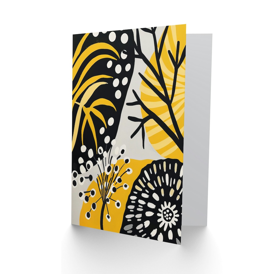 image 1 of Abstract Botanical Leaves Branches Him Her Birthday Card