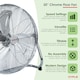 image 2 of Oypla Electrical 20" Inch 50cm Chrome 3 Speed Floor Standing Gym Fan Hydroponic