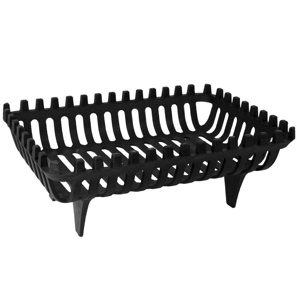 Fire Vida Cast Iron Log Basket Coal Wood Storage Fireside Fireplace Accessory, Large, Black