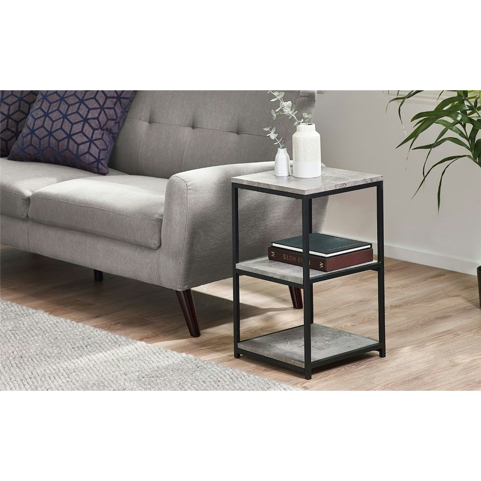 image 1 of Concrete Effect Tall Narrow Side Table | Grey | Grey