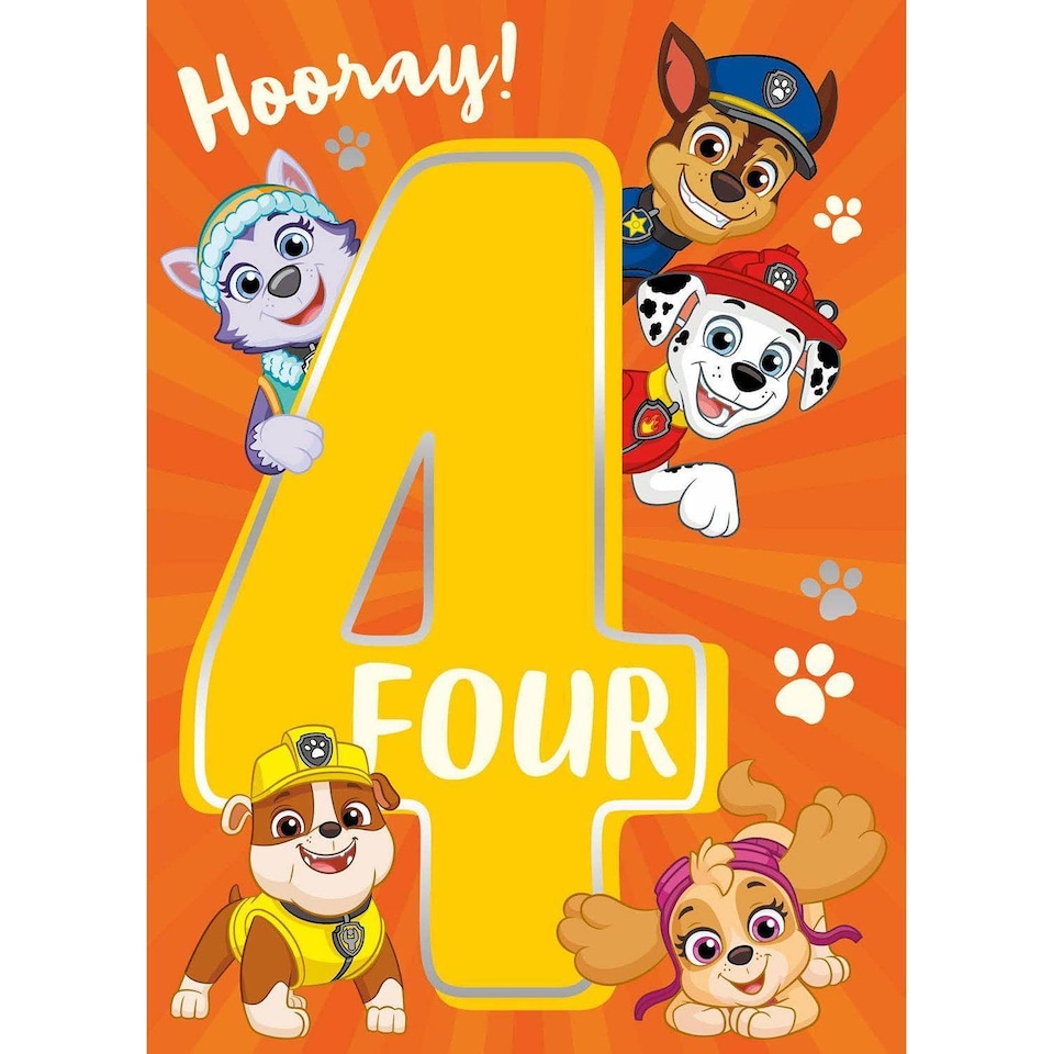 image 1 of Paw Patrol Age 4 Birthday Card