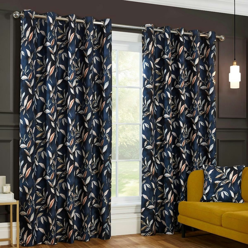 image 1 of Sundour Madrid Curtains Navy Blue | 66x72"