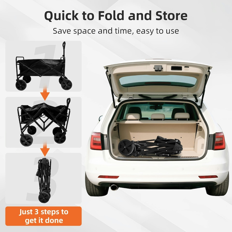 image 1 of Alivio Black Heavy Duty Folding Wagon Cart With Adjustable Handle
