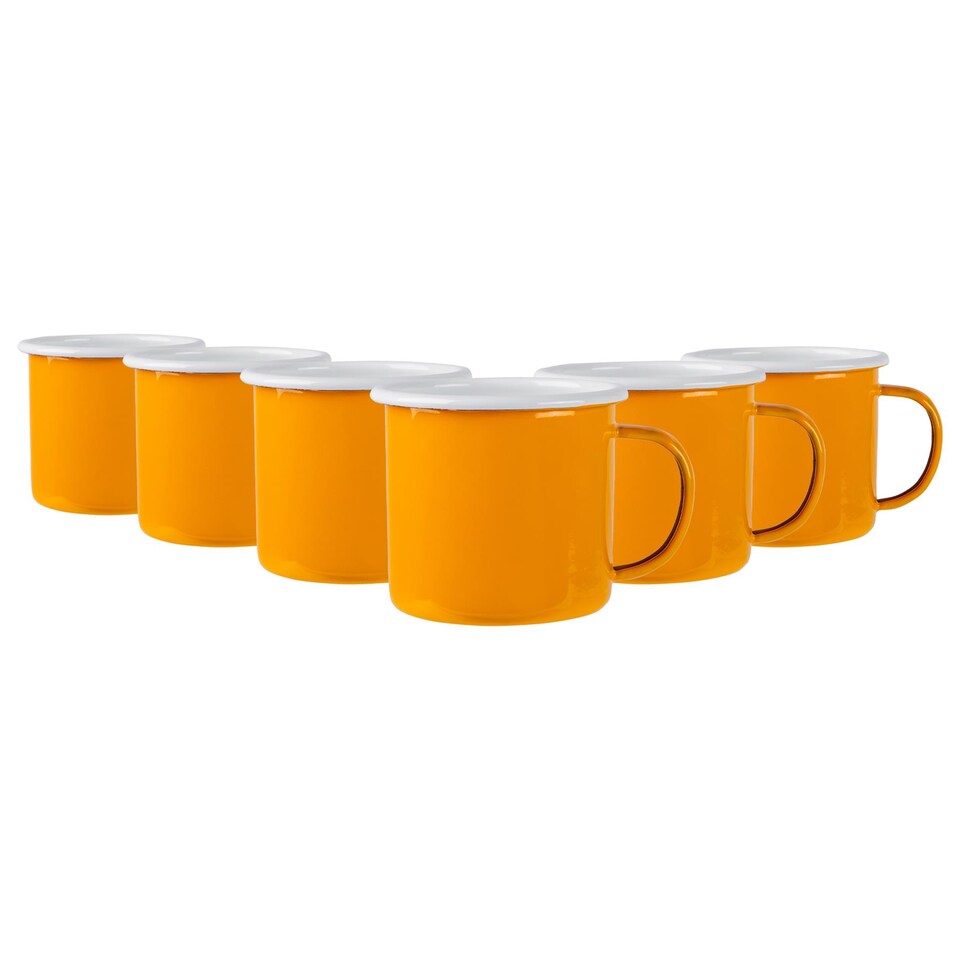 image 1 of Argon Tableware Coloured Enamel Mugs - 375ml - Yellow - Pack of 6