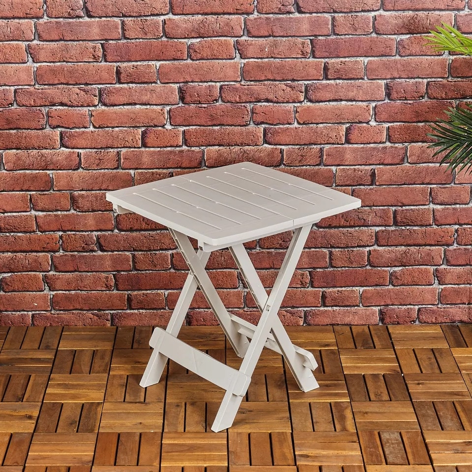 image 1 of Small Foldable Collapsible Garden Patio Camping Table | White | 1