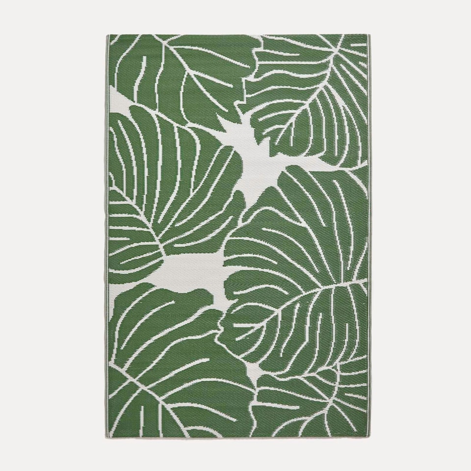 image 1 of Homescapes Outdoor Rug Luxury Waterproof Reversible Recycled, For Garden, Ada Botanical Green | 150 x 240 cm