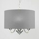 image 1 of ValueLights Modern Chrome 3 Way Curved Arm Grey Linen Slimline Drum Ceiling Light Pendant