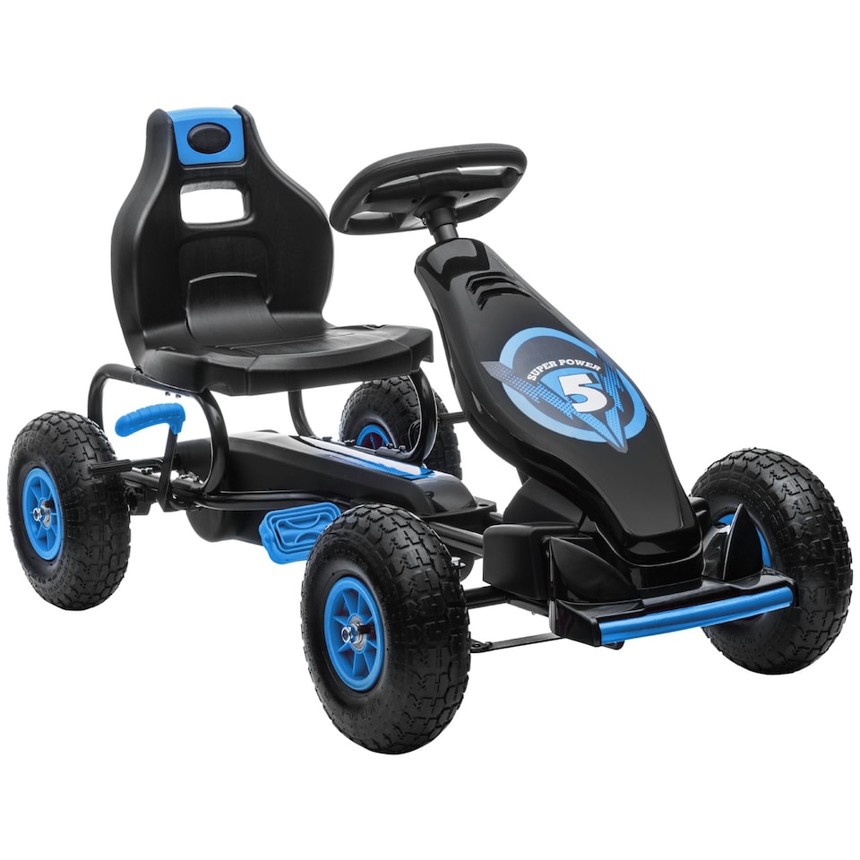 image 1 of HOMCOM Children Pedal Go Kart w/ Adjustable Seat, Rubber Wheels, Brake, Blue