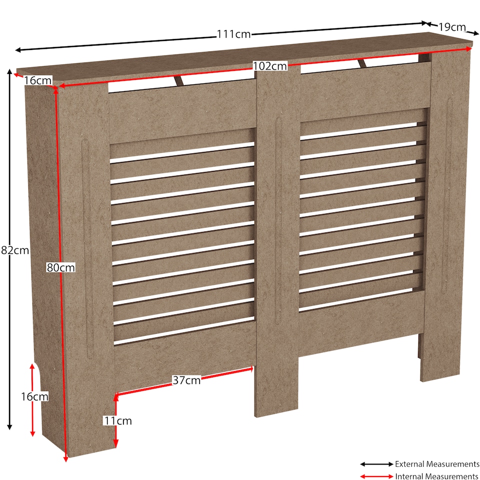 image 1 of Vida Designs Milton Radiator Cover MDF Slatted Cabinet, Unfinished, 111cm