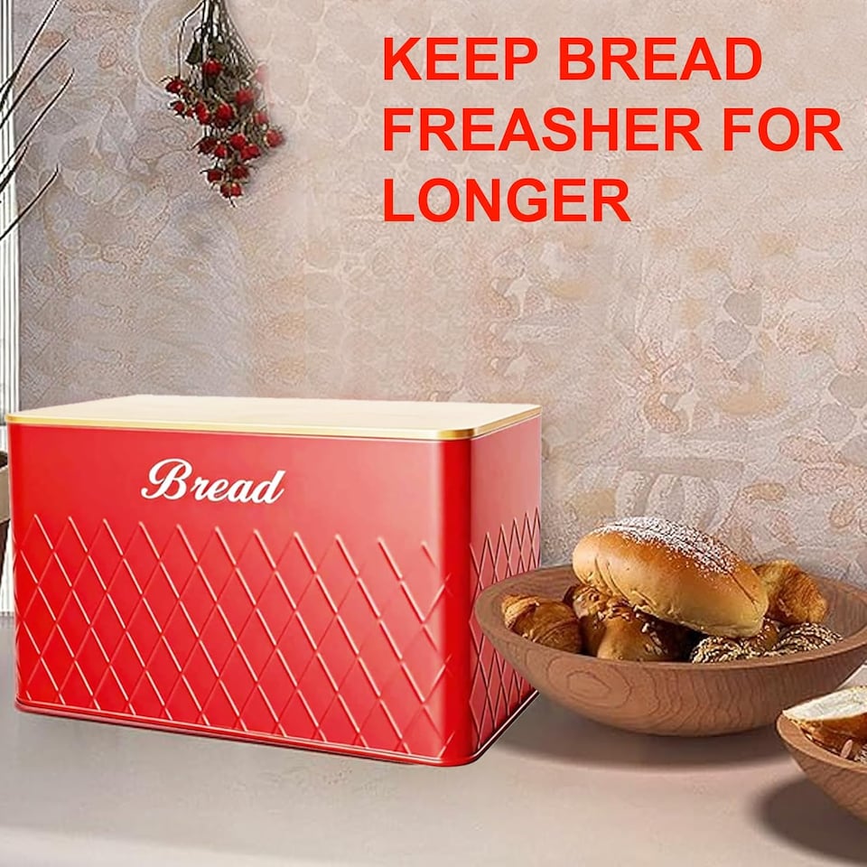 image 1 of 6Pcs Kitchen Storage Canister Jars with Can Opener Airtight Bamboo Lid Tea Coffee Sugar Bread Tins Set