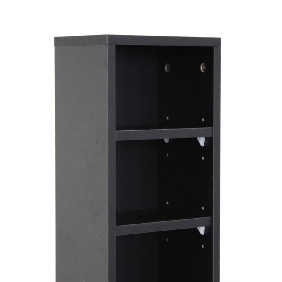 image 1 of 6 Tier Black Wooden CD DVD Game Book Shelf Storage Tower Rack - Fits 102 CDs