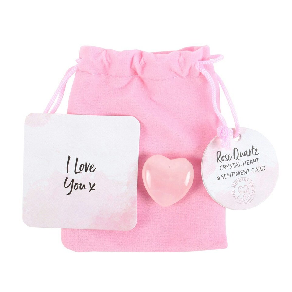 image 1 of Something Different I Love You Rose Quartz Heart Crystal - Pink - One Size