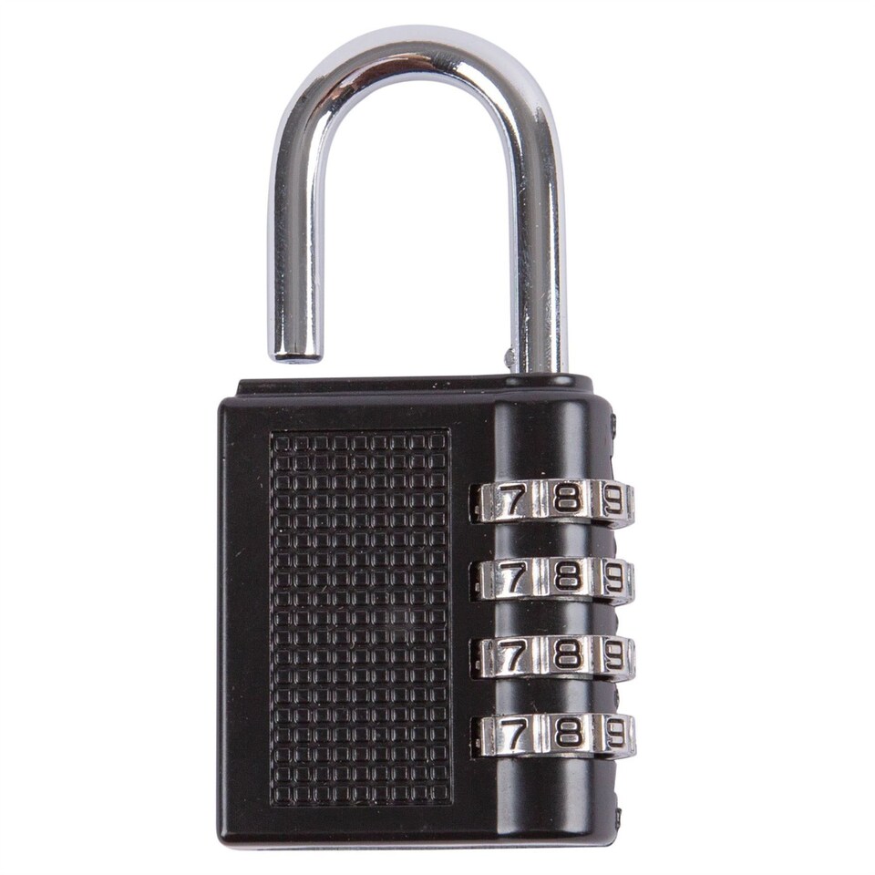 Blackspur Zinc Alloy Combination Padlock - 4-Digit - Black | Black | Black