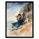image 1 of Couple Embrace Dramatic Coastal Cliff Home Decor Black Framed Wall Art Print A4