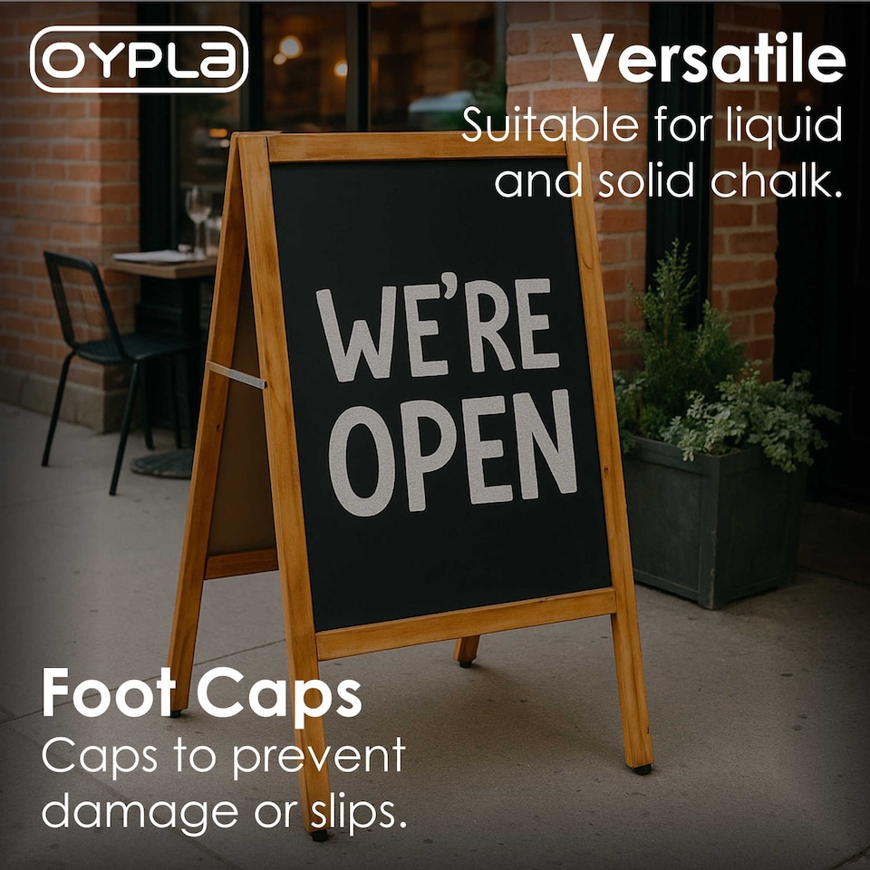 image 1 of Wooden Chalkboard Blackboard Pavement Display Sign A-Board