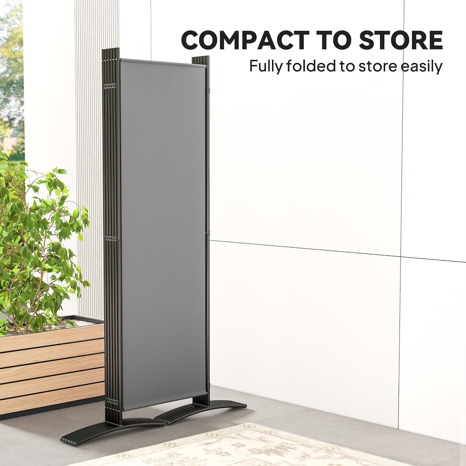 image 1 of Outsunny Garden Privacy Screen Foldable 6 Panel Room Divider, Dark Grey