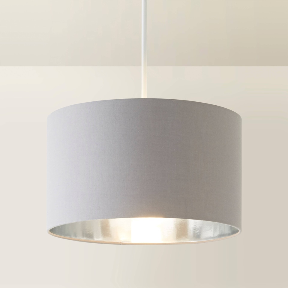 image 1 of ValueLights Reni Large Grey And Chrome Ceiling Pendant Shade | Grey
